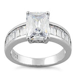 Sterling Silver Radiant-Cut & Baguette CZ Ring