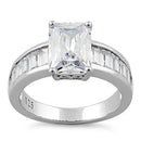 Sterling Silver Radiant-Cut & Baguette CZ Ring