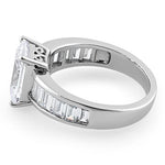 Sterling Silver Radiant-Cut & Baguette CZ Ring