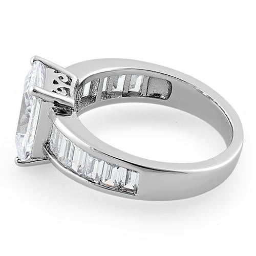 Sterling Silver Radiant-Cut & Baguette CZ Ring