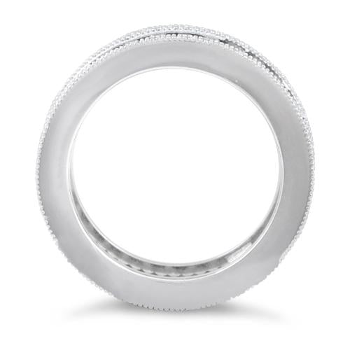 Sterling Silver Emerald Cut Eternity Pave Pink CZ Ring