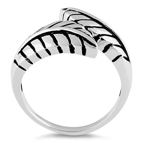 Sterling Silver End to End Leaf Ring