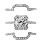 Sterling Silver Halo CZ 3-Piece Engagement Ring