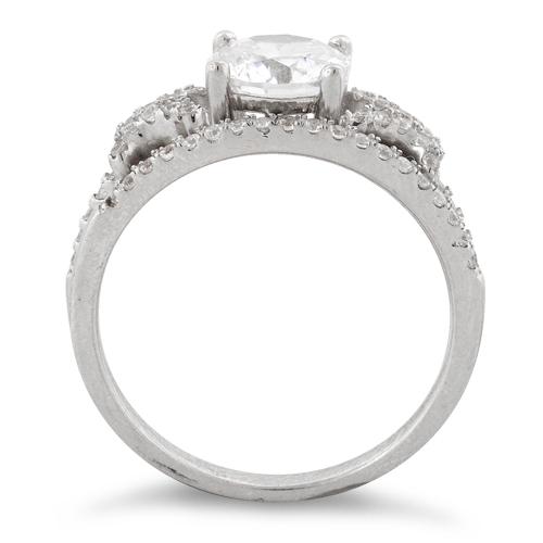 Sterling Silver Engagement Pave CZ Set Ring