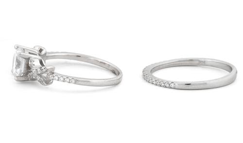 Sterling Silver Engagement Pave CZ Set Ring