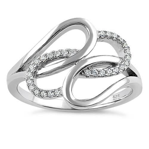 Sterling Silver Entangled Clear CZ Ring