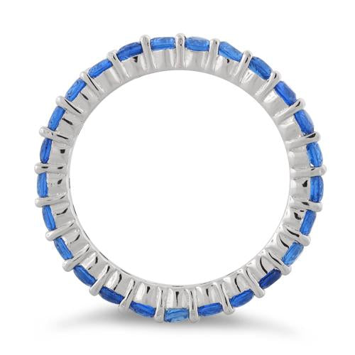Sterling Silver Eternity Blue Sapphire CZ Ring
