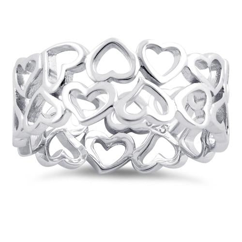 Sterling Silver Eternity Hearts Ring