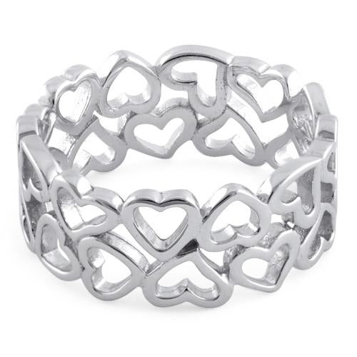 Sterling Silver Eternity Hearts Ring