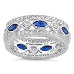 Sterling Silver Eternity Marquise & Round Blue Spinel CZ Ring
