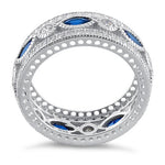 Sterling Silver Eternity Marquise & Round Blue Spinel CZ Ring