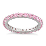 Sterling Silver Eternity Pink CZ Ring