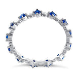 Sterling Silver Eternity Thin Blue Spinel CZ Ring