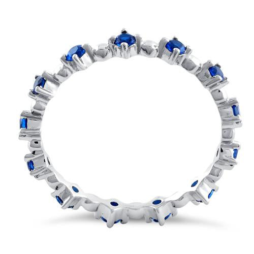 Sterling Silver Eternity Thin Blue Spinel CZ Ring