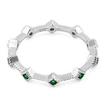 Sterling Silver Eternity Thin Emerald CZ Ring