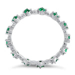 Sterling Silver Eternity Thin Emerald CZ Ring