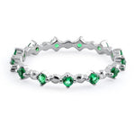 Sterling Silver Eternity Thin Emerald CZ Ring