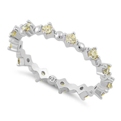 Sterling Silver Eternity Thin Golden Yellow CZ Ring