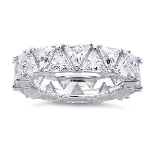 Sterling Silver Eternity Triangle Clear CZ Ring