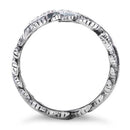 Sterling Silver Evil Eye Leaves Ring