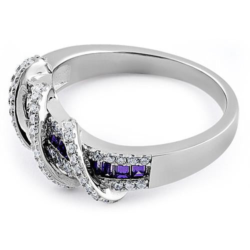 Sterling Silver Twisted Amethyst CZ Ring