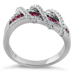 Sterling Silver Exotic Twisted Ruby-tone CZ Ring