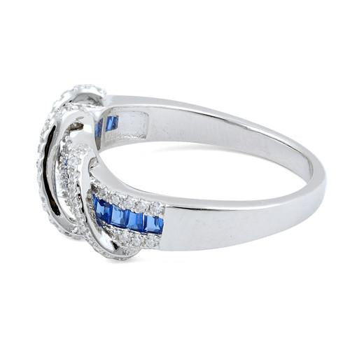 Sterling Silver Exotic Twisted Blue CZ Ring