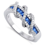 Sterling Silver Exotic Twisted Blue CZ Ring