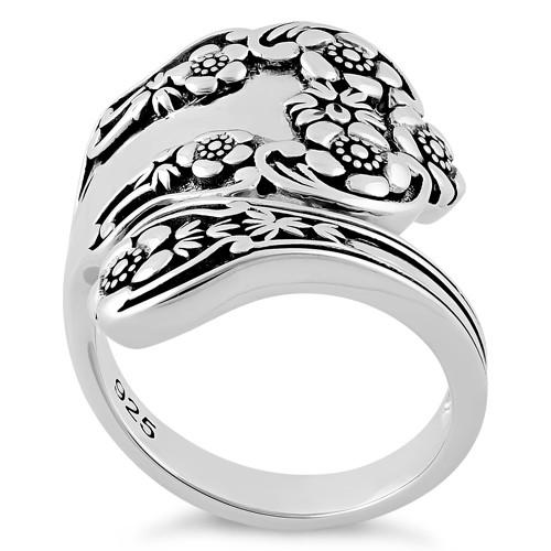 Sterling Silver Extravagant Flower Spoon Ring