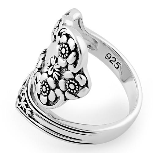 Sterling Silver Extravagant Flower Spoon Ring