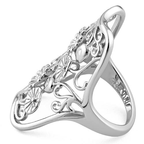 Sterling Silver Extravagant Flowers Ring