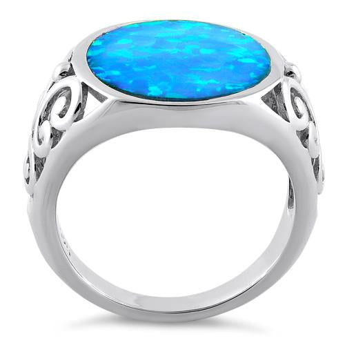 Sterling Silver Extravagant Lab Opal Swirl Ring