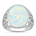 Sterling Silver Extravagant White Lab Opal Ring