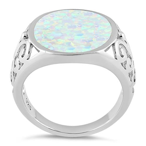 Sterling Silver Extravagant White Lab Opal Ring