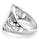 Sterling Silver Extravagant White Lab Opal Ring