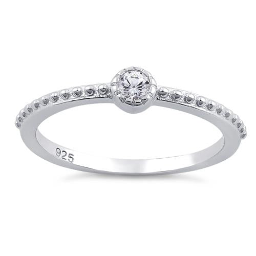 Sterling Silver Fancy Round Cut Clear CZ Ring