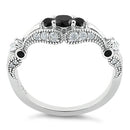 Sterling Silver Victorian Black CZ Ring