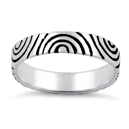 Sterling Silver Fingerprint Band Ring