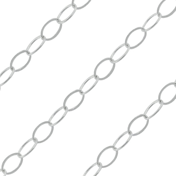 Sterling Silver Flat Oval Cable Chain 3 x 2mm (sold by the foot)