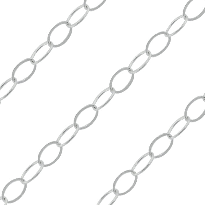 Sterling Silver Flat Oval Cable Chain 3 x 2mm (sold by the foot)