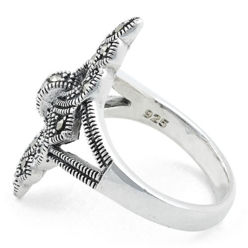 Sterling Silver Fleur-de-lis Marcasite Ring
