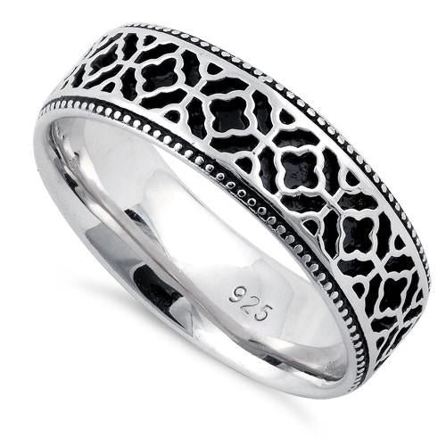 Sterling Silver Floral Pattern Ring