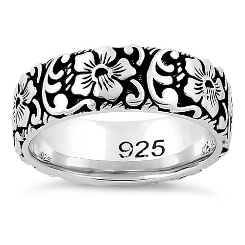 Sterling Silver Flower Garden Eternity Band