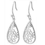 Sterling Silver Flower Hook Earrings