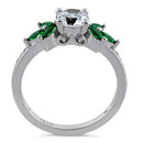 Sterling Silver Flower Leaves CZ Ring