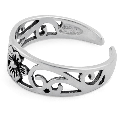 Sterling Silver Flower Toe Ring