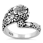 Sterling Silver Flowers Spoon Ring