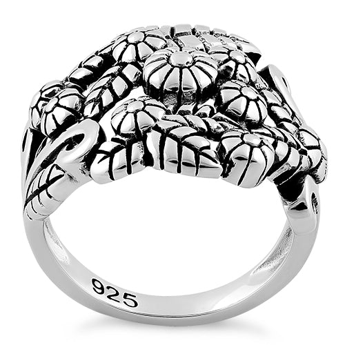 Sterling Silver Flowers Ring
