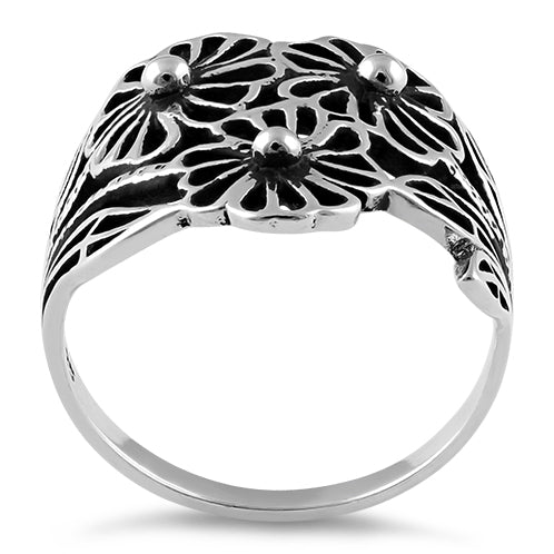 Sterling Silver Flowers Ring
