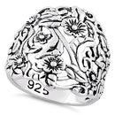 Sterling Silver Flowers Ring